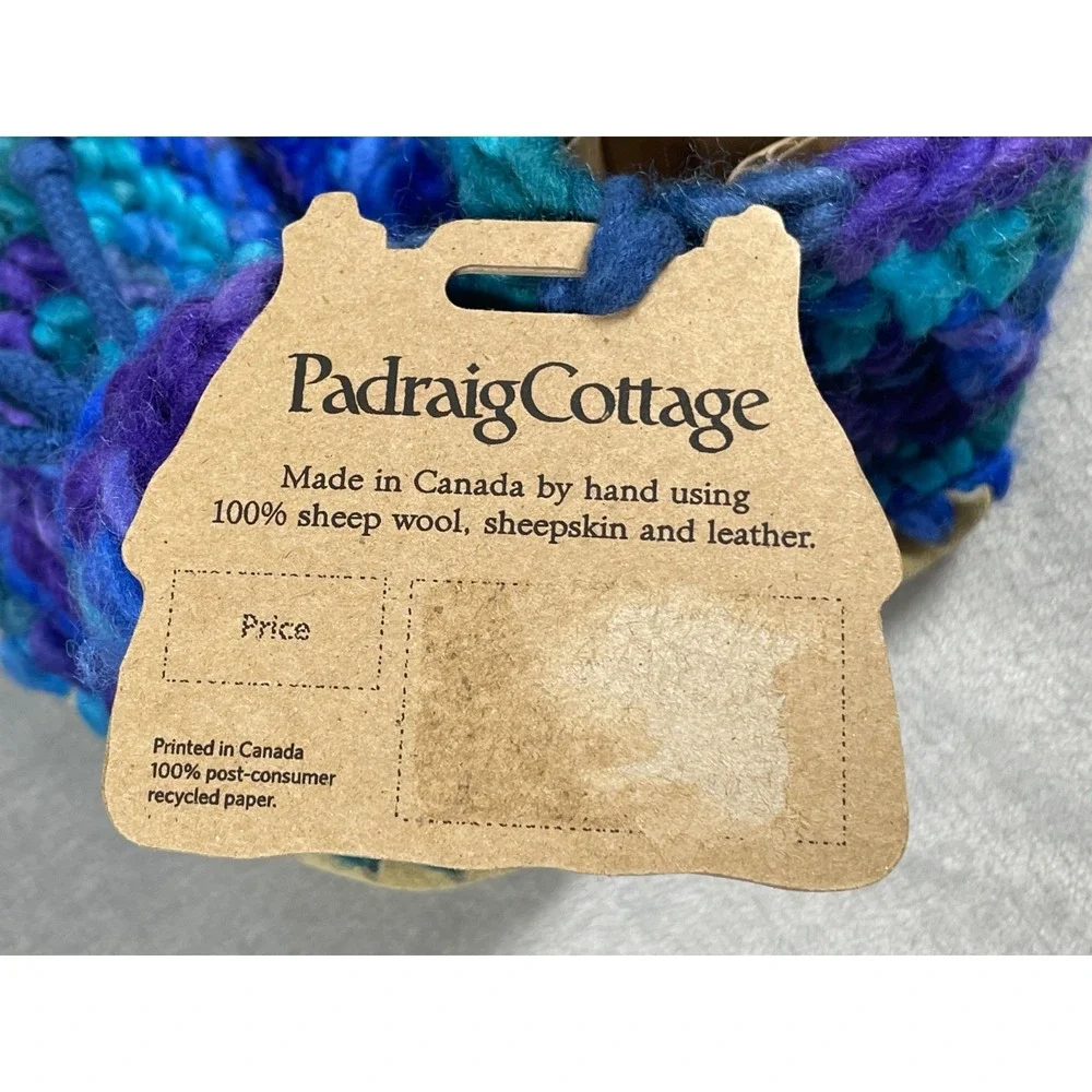 Padraig Cottage Baby Booties Infant Size B7 Blue Purple Wool Sheepskin Handmade